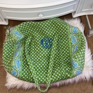 Vera Bradley monogrammed duffel bag green and blue